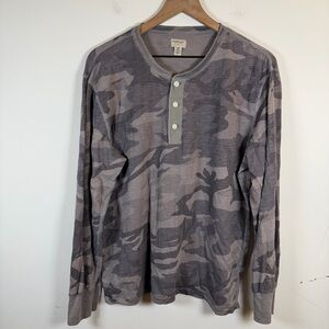Denim And Supply Ralph Lauren Gray Camouflage Camo Henley Shirt Men’s Size XL